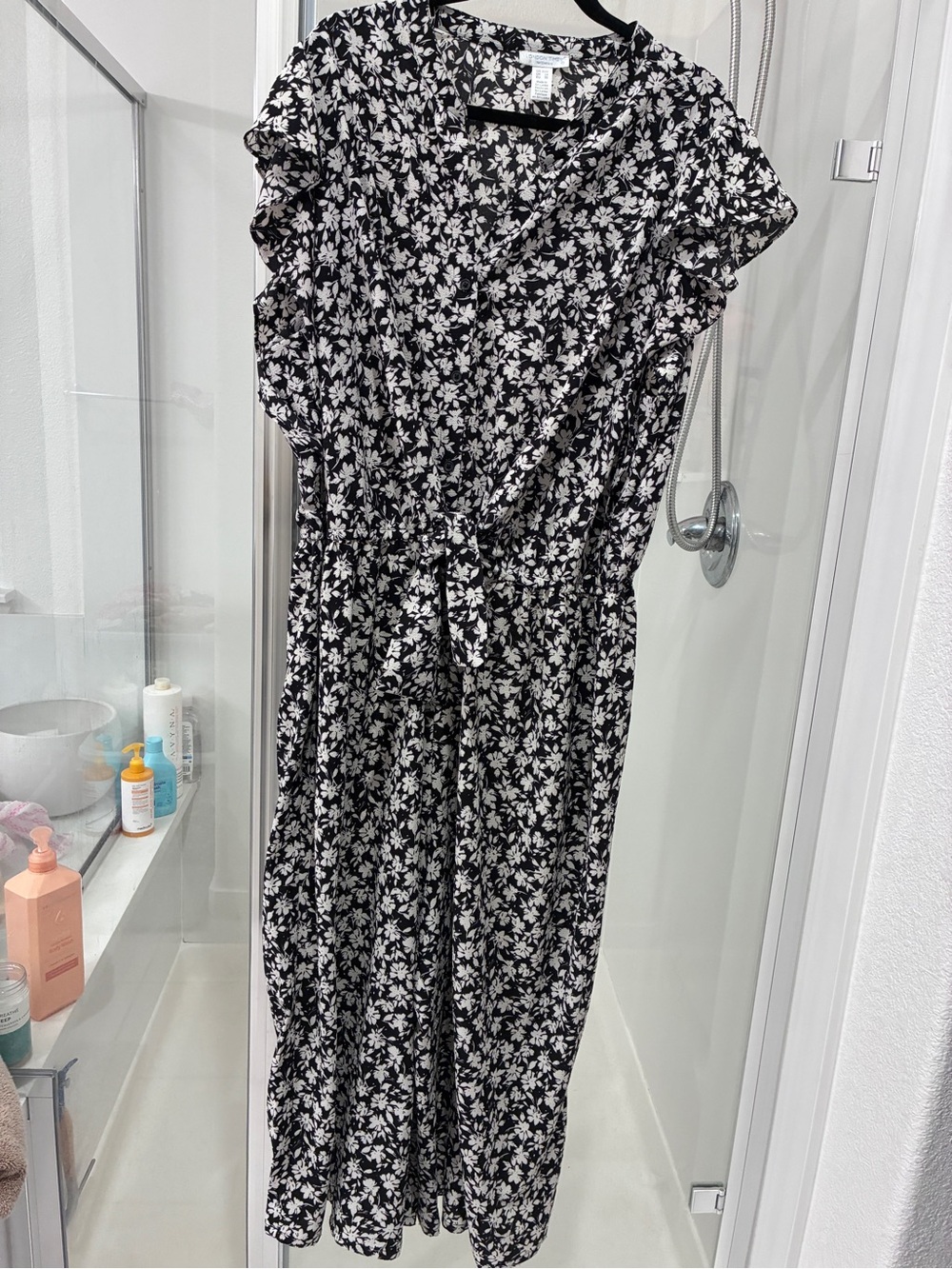 London Times Floral Black & White Midi jumpsuit
